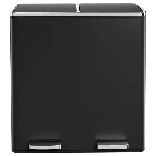 Cubo de basura doble de 60 L (16 galones), cubo de basura de cocina de acero inoxidable, cubo de basura clasificado de doble compartimento, cubo de