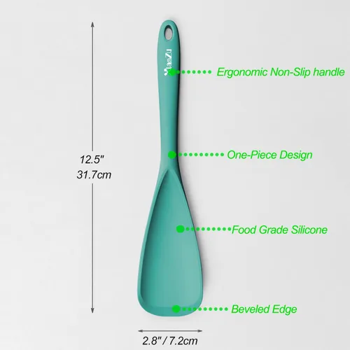Miniatura 2 de Cuchara de espátula de silicona, excelente tanto para cocinar como para servir, duradera, libre de BPA, silicona negra mate, diseño sin costuras