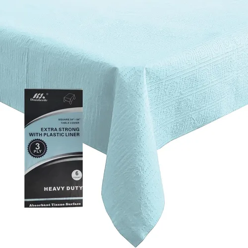 Miniatura 8 de [Paquete de 6] Manteles Cuadrados Negros de 54x54 Pulgadas, Mantel de Mesa de Papel Desechable para Mesas Cuadradas y Redondas, Cubierta de Mesa