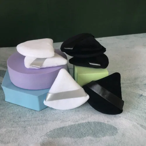 Miniatura 3 de 6 esponjas de maquillaje en polvo cosmético para base de algodón, almohadillas de maquillaje triangulares suaves, esponjas de maquillaje negras