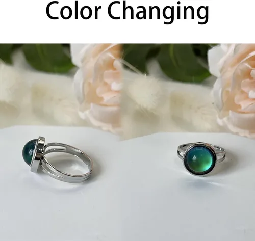 Miniatura 4 de AINILOVE Anillo que cambia de color con detección de temperatura, tortuga, delfín, ballena, pingüino, animal, estado de ánimo, para niñas, fiesta