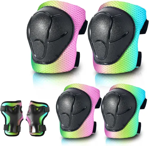 Miniatura 7 de Almohadillas de patineta para niños, coderas y muñequeras, equipo de protección, correas dobles fuertes y clips ajustables de fácil fijación