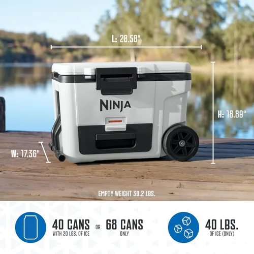 Miniatura 7 de Ninja Enfriador Enfriador FrostVault de 45QT con ruedas Aislado con cajón de almacenamiento Temp Dry Mantiene el hielo frío durante días