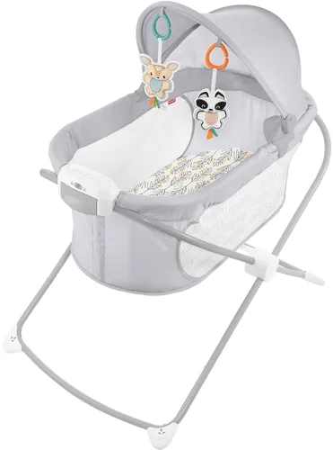 Fisher-Price Baby Moisés de proyección de vista relajante con luces, sonidos y vibraciones musicales, hojas de cervatillo (exclusivo de Amazon)