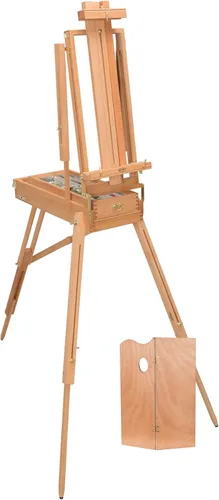 Jullian Escort - Caballete de arte francés – Caballete de media caja para pintar lienzo – Caballete de pintura profesional con correa para el hombro