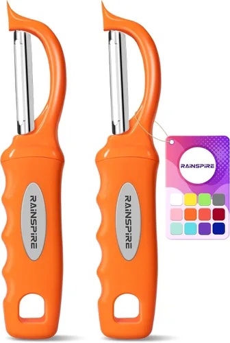 Miniatura 13 de Rainspire Pelador de verduras, pelador de patatas para cocina, cuchillas afiladas de acero inoxidable, mango cómodo, pelador de frutas, pelador