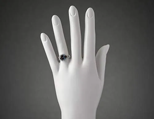 Miniatura 3 de Peora 4.02 quilates creado Alejandrita y anillo de diamantes cultivados en laboratorio, oro blanco de 14 quilates, forma de pera que cambia