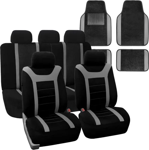 Miniatura 9 de FH Group Juego completo de fundas de asiento deportivo para automóvil, ajuste universal para autos, camiones y SUV (beige) FB070115 + F14407