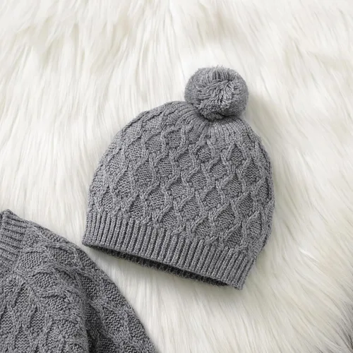 Miniatura 4 de Suéter de punto para bebé recién nacido, de manga larga, con gorro cálido