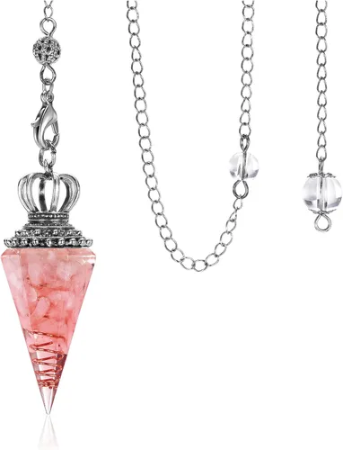 Miniatura 12 de Jovivi Péndulos naturales de cristal curativo de 7 chakras para radiestesia de adivinación, corona de 6 hechos, piedras de resina puntiagudas