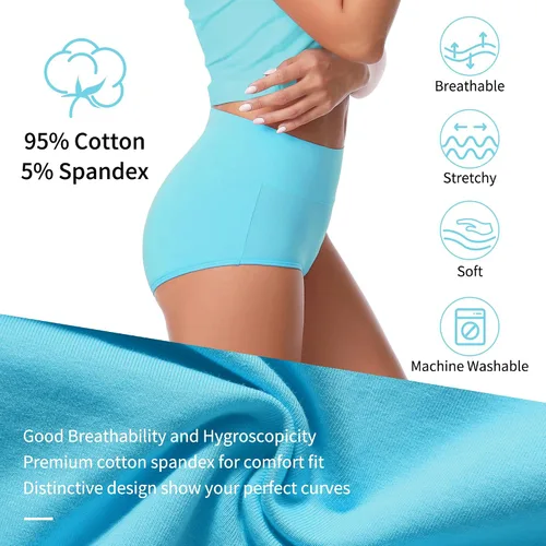 Miniatura 2 de CAILECOTTON Ropa interior de algodón para mujer, bragas de cintura alta, cobertura completa, bragas para mujer