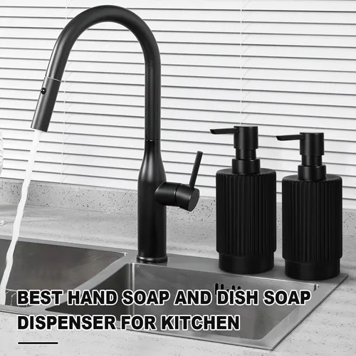 Miniatura 6 de VIMERPA Juego de dispensadores de jabón para manos y platos para cocina, 2 paquetes de 11 fl oz, juegos de dispensadores de jabón y loción de vidrio