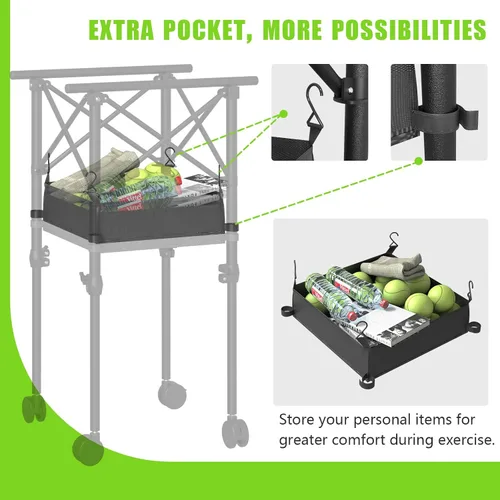 Miniatura 5 de Recogida de pelotas de tenis con ruedas - Cesta de pelotas de tenis plegable y ajustable en altura con bolsa de almacenamiento de pelotas