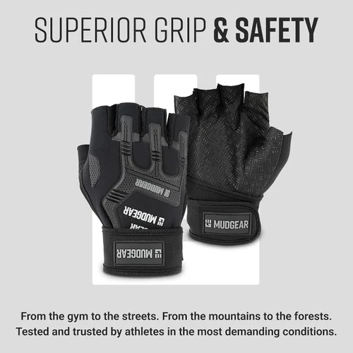 Miniatura 6 de MudGear Guantes de entrenamiento duraderos sin dedos con soporte de muñeca para carreras de obstáculos y entrenamiento de fitness, mejoran
