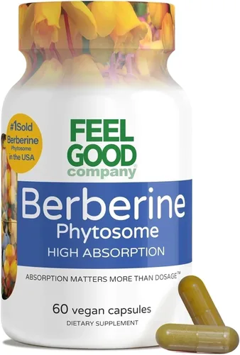 Feelgood Company - Berberina - Alta absorción - equivalente a 2200 mg - Suplemento herbario - Baja glucosa en sangre - Ayuda al colesterol - 60
