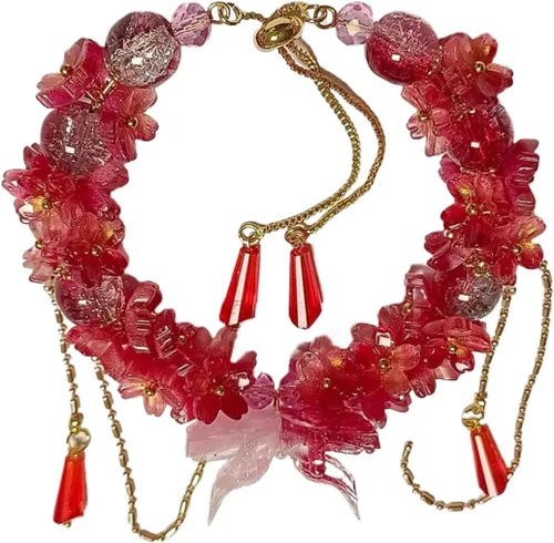 Miniatura 8 de Pulsera de la suerte de circonita con cuentas de cristal rojo y blanco morado para mujer Cadena de aleación ajustable de 7.9-11.8 in, lista