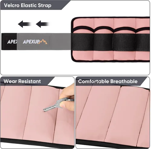 Miniatura 3 de APEXUP 10 libras/par de pesas de tobillo ajustables para mujeres y hombres, correas de peso modularizadas para piernas para yoga, caminar, correr