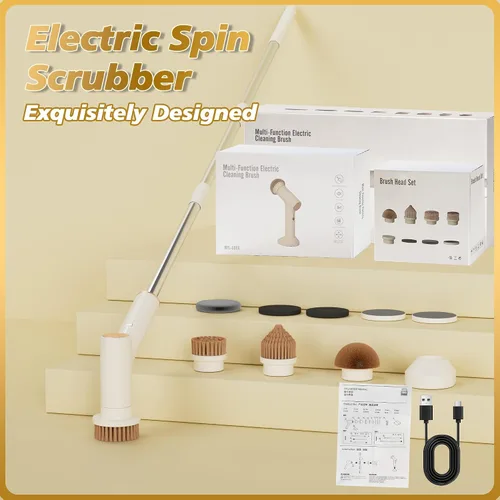 Miniatura 7 de Limpiador eléctrico giratorio, batería de 2600 mAh con tiempo de funcionamiento extra largo, 10 cabezales de cepillo, limpiador de ducha impermeable