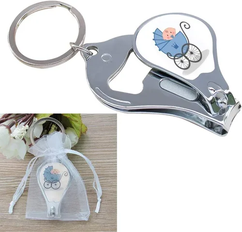 Baby Shower Boy Llavero azul (12 piezas) cortaúñas y abrebotellas regalo de fiesta para invitados Recuerdos de Mi Baby Shower