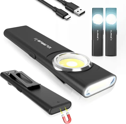 Klarus E5 2 piezas de linterna de bolsillo, linterna recargable EDC, súper delgada 4.2x1x0.3 pulgadas, 600 lúmenes, puerto USB-C, IPX4, fuente de