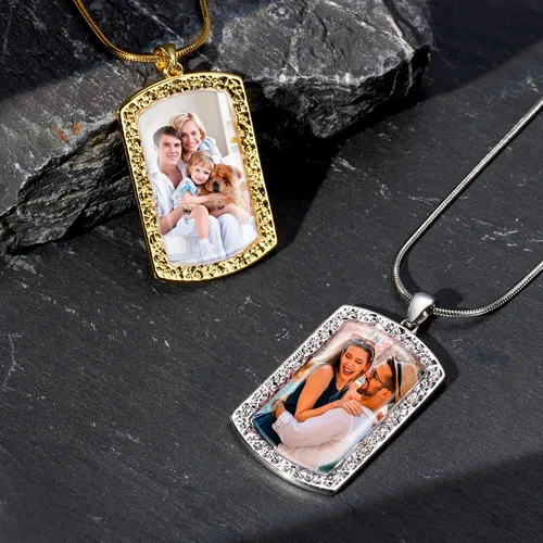 Miniatura 3 de Fanery sue Collar personalizado con etiqueta de perro para hombres y mujeres, collar conmemorativo con imagen, colgante grabado con foto