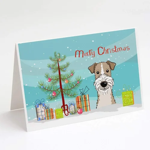 Miniatura 34 de Caroline's Treasures BB1616GCA7P - Tarjetas de felicitación y sobres de árbol de Navidad y sabueso afgano, paquete de 8 tarjetas en blanco