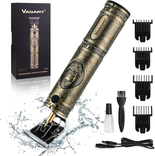 VAGARY Cortapelos eléctrico profesional para hombres, recortadora de pelo de barba con cuchilla en T, cortadora de pelo eléctrica inalámbrica y