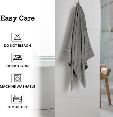 Miniatura 7 de Casa Lino Juego de 4 toallas de baño color gris plateado (54 x 27 pulgadas), toallas de baño grandes, toallas de baño 100% algodón para baño