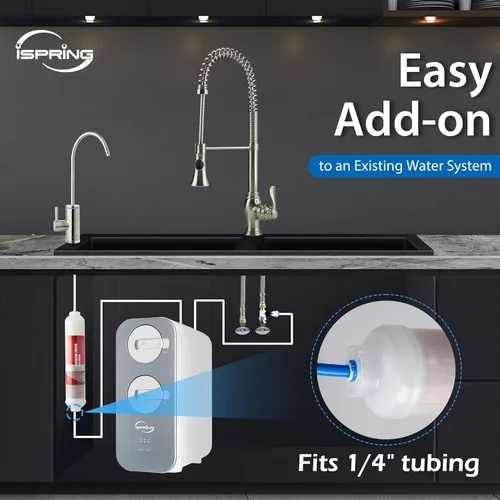 Miniatura 6 de iSpring FA15 Cartucho de Filtro de Agua Alcalino en Línea, 10" x 2" con Conexión Rápida de 1/4", Certificado NSF, Complemento para Sistemas