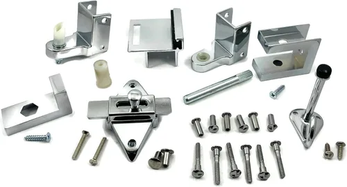 Miniatura 5 de Harris Hardware TP2100 Juego de herrajes completo para puerta corredera de partición de inodoro de zamac fundido a presión, puerta de 1 pulg.