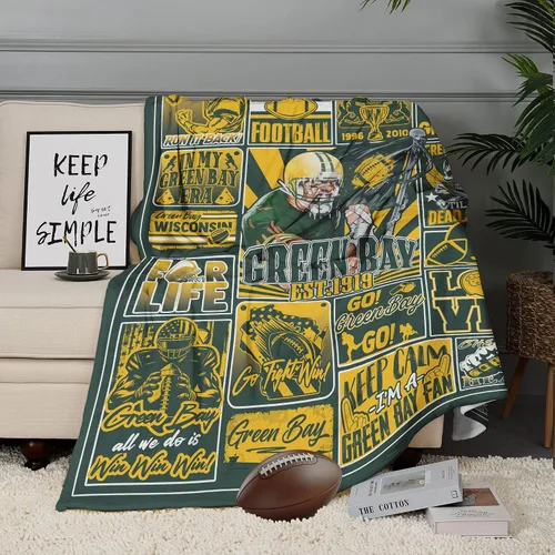 Miniatura 3 de Manta de fútbol para fanáticos, regalos para hombres de 80"x60", manta deportiva para mujeres, manta de estilo de fútbol, mercancía y equipo Manta