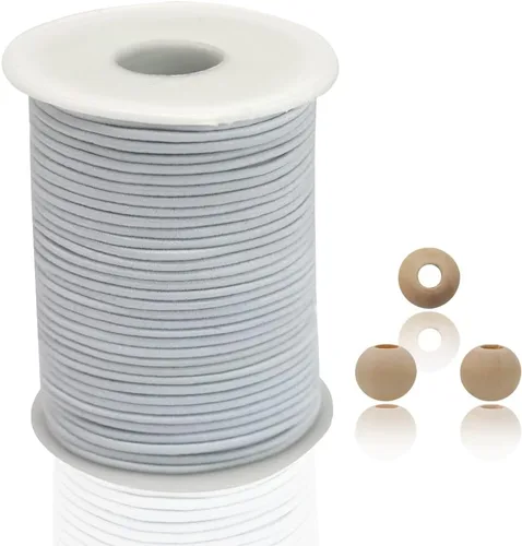 Cordones elásticos blancos con cuentas 2mm de 43 yardas de cuerda elástica para pulseras, cuentas Pony, llaveros, etiquetas, cinturón, ropa DIY,