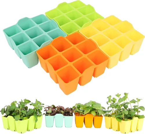 Paquete de 8 bandejas coloridas para iniciación de semilleros, bandejas de silicona para principiantes de semillas adecuadas para bandejas de