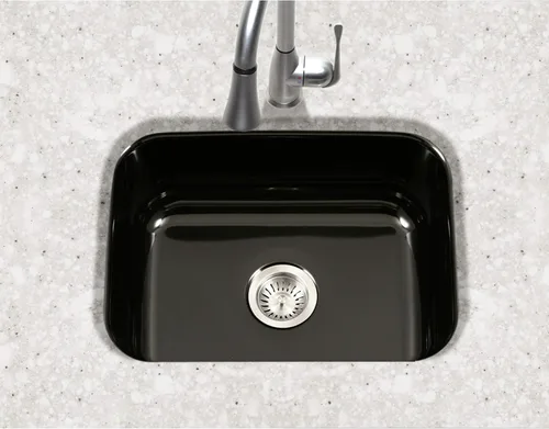 Miniatura 3 de Houzer Porcela PCS-2500 BL - Fregadero de cocina de acero esmaltado de porcelana negra de 23 pulgadas, duradero y versátil, esencial para el hogar