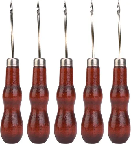 Juego de 5 ganchos de ganchillo con mango de madera, agujas de tejer ergonómicas para manos artríticas, ganchos de ganchillo de metal para