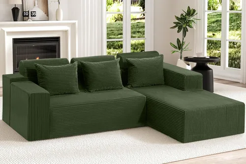 Miniatura 6 de Homguava Sofás modulares seccionales para sala de estar, sofá nube de 101 pulgadas con diván en forma de L, cómodo sofá de sala de estar con asiento