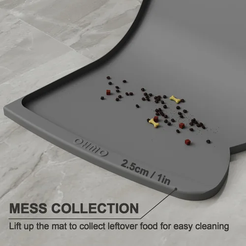 Miniatura 17 de OHMO - Tapete de silicona para alimentos para gatos, tapete de alimentación de mascotas para el piso, antideslizante e impermeable, bandeja de agua