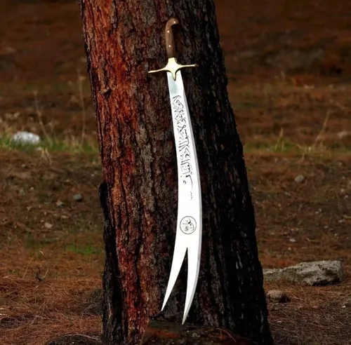 Empire Industry - Espada islámica Zulfiqar de 35 pulgadas de largo, forjada a mano, mango de madera ALI de acero J2 con funda de cuero, espada