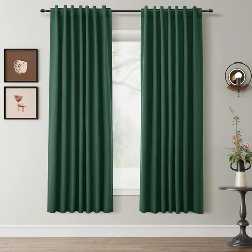 Miniatura 25 de Hokibero Cortinas de lino 100% opacas de 102 pulgadas de largo, juego de 2 paneles para oscurecer la habitación, lino térmico texturizado