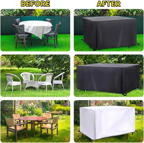 Miniatura 2 de Juego de muebles de patio, fundas para sofá seccional al aire libre, impermeables, resistentes a los rayos UV, rectangular, para muebles de jardín