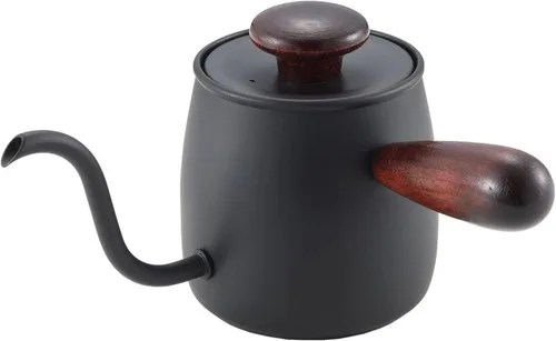 Miyazaki Servidor de café de goteo único, estándar para café de goteo manual, cuello de cisne y boquilla de flujo, caoba