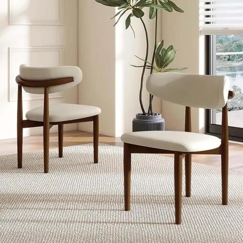 Miniatura 13 de POVISON Juego de 2 sillas de comedor modernas, sillas de comedor negras sin brazos con cojines de arpillera y madera de fresno de color nogal