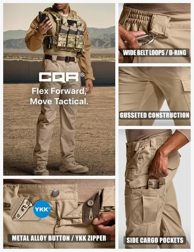 Miniatura 89 de CQR – Pantalones tácticos elásticos tipo cargo para hombre, resistentes al agua, de tela ripstop (antidesgarros), ligeros, ideales para uso diario