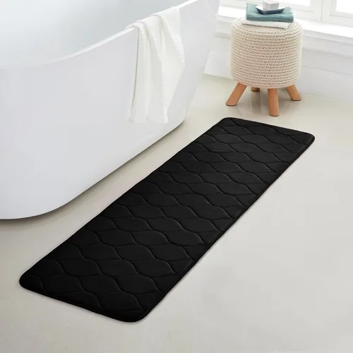 Miniatura 14 de Yafa Home Fashion 1 alfombra de baño de 17 x 24 pulgadas, espuma viscoelástica, absorbente de agua y antideslizante, color negro