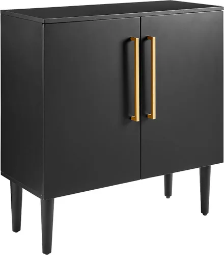 Miniatura 5 de Crosley Furniture Everett Accent - Armario de almacenamiento, soporte para tocadiscos, soporte para discos de vinilo, negro mate