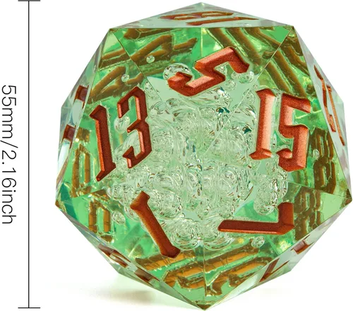 Miniatura 8 de Dados DND de 20 caras de 2.165 in, dados gigantes D20 D&D poliédricos D20 grandes con caja de regalo para Calabozos y Dragones, juegos de mesa RPG