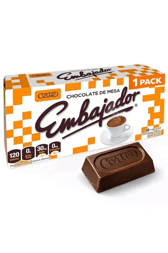 Chocolate Embajador - Chocolate de Mesa 1 paquete | Auténtico cacao caliente dominicano, chocolate Caliente y chocolate derretido, tabletas de