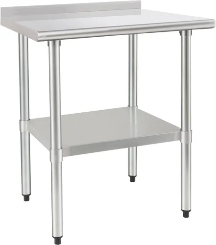 Miniatura 10 de HARDURA Mesa de trabajo comercial de acero inoxidable, mesa de trabajo de preparación, mesa de metal de 14 x 24 pulgadas con estante inferior