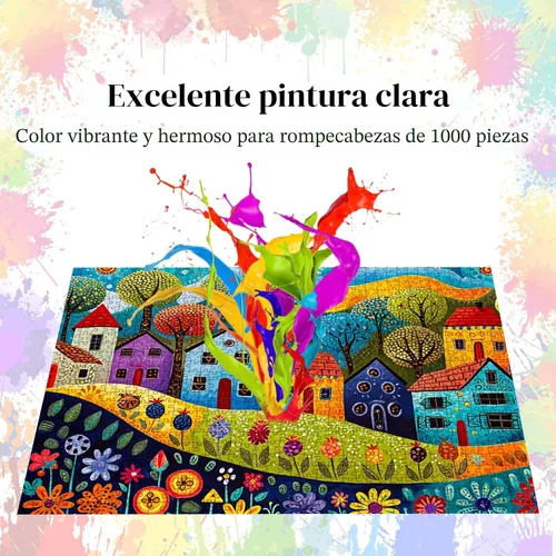 Miniatura 4 de Rompecabezas de HUADADA para adultos de 1000 piezas, pintura de casas con póster, encaje perfecto de letras en la parte posterior sin polvo