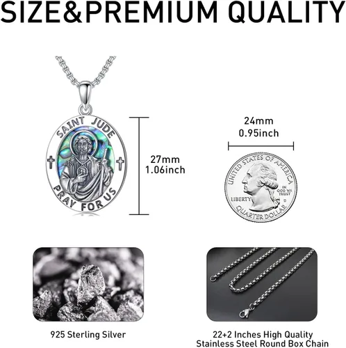 Miniatura 105 de CEKAMA - Collar de plata de ley 925 con dije de amuleto para hombres y mujeres, con cadena de 0.098 in, 22 pulgadas + 2 pulgadas